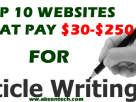 10 websites that pay $30-$250 for article writing